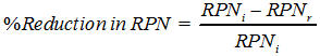 Percent reduction in RPN calculation.